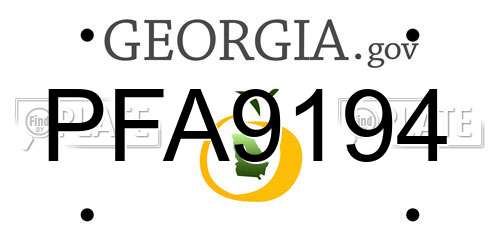 PFA9194 Georgia License Plate