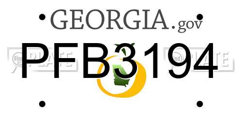 PFB3194 Georgia License Plate