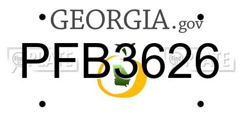 PFB3626 Georgia License Plate