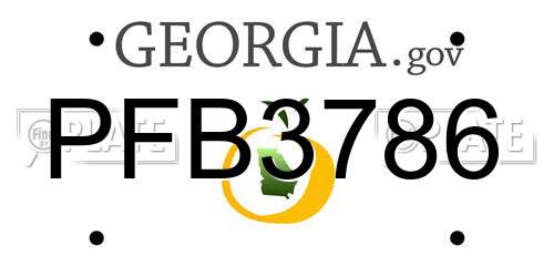 PFB3786 Georgia License Plate