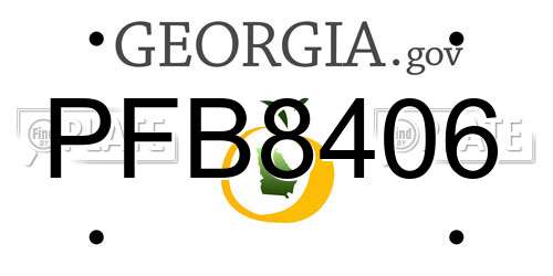 PFB8406 Georgia License Plate