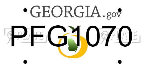 PFG1070 Georgia License Plate