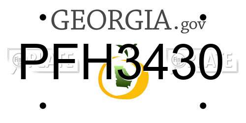 PFH3430 Georgia License Plate