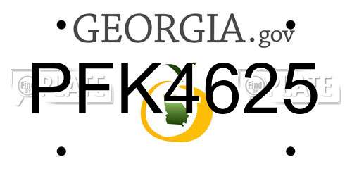 PFK4625 Georgia License Plate