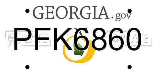 PFK6860 Georgia License Plate