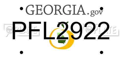PFL2922 Georgia License Plate