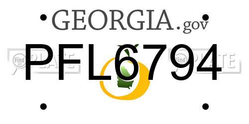 PFL6794 Georgia License Plate