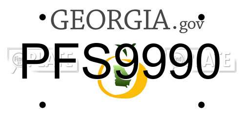 PFS9990 Georgia License Plate