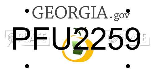 PFU2259 Georgia License Plate