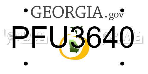 PFU3640 Georgia License Plate