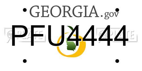 PFU4444 Georgia License Plate