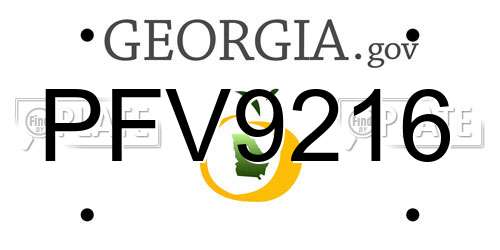 PFV9216 Georgia License Plate