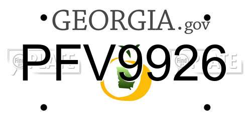 PFV9926 Georgia License Plate