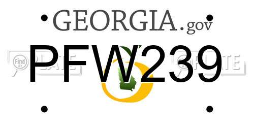 PFW239 Georgia License Plate