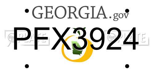 PFX3924 Georgia License Plate