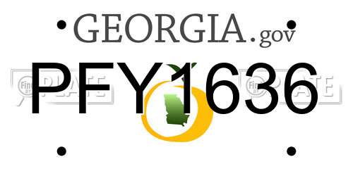PFY1636 Georgia License Plate
