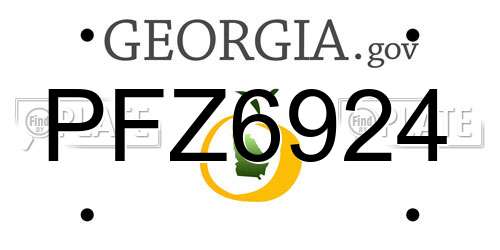 PFZ6924 Georgia License Plate
