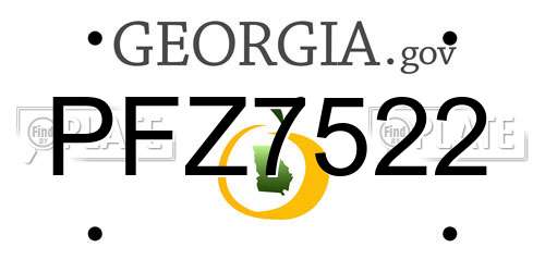 PFZ7522 Georgia License Plate