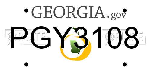 PGY3108 Georgia License Plate