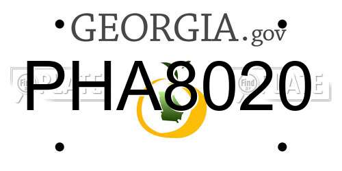 PHA8020 Georgia License Plate