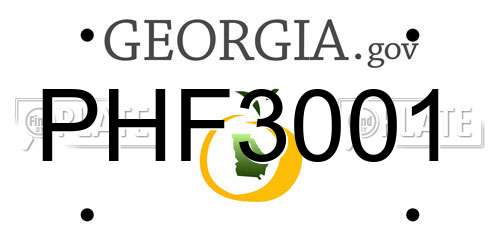PHF3001 Georgia License Plate