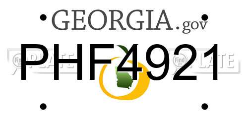 PHF4921 Georgia License Plate