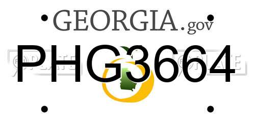PHG3664 Georgia License Plate