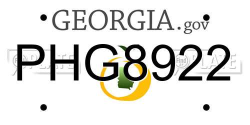 PHG8922 Georgia License Plate