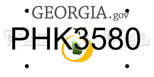 PHK3580 Georgia License Plate