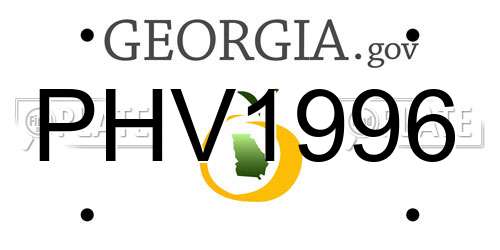 PHV1996 Georgia License Plate