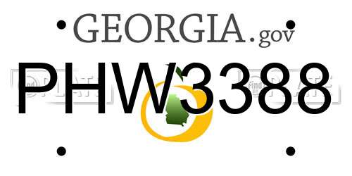 PHW3388 Georgia License Plate