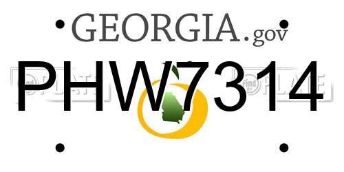 PHW7314 Georgia License Plate