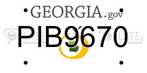 PIB9670 Georgia License Plate