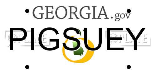 PIGSUEY Georgia License Plate