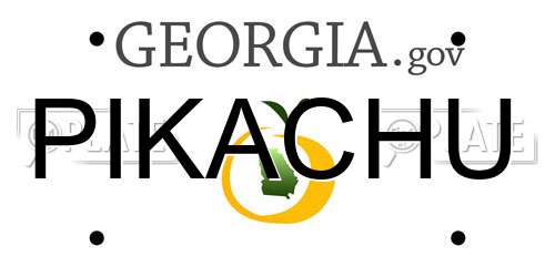 PIKACHU Georgia License Plate
