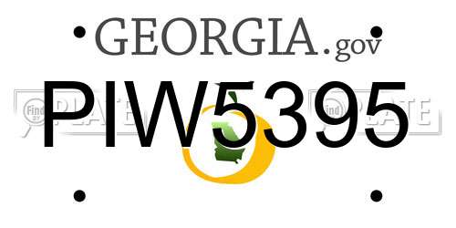 PIW5395 Georgia License Plate