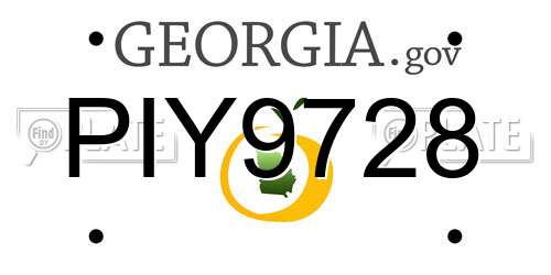 PIY9728 Georgia License Plate