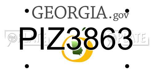 PIZ3863 Georgia License Plate