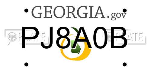 PJ8A0B Georgia License Plate