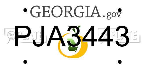 PJA3443 Georgia License Plate