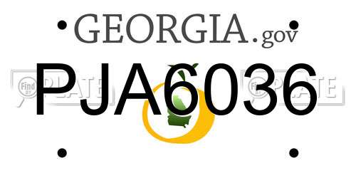 PJA6036 Georgia License Plate