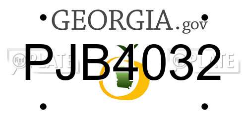 PJB4032 Georgia License Plate
