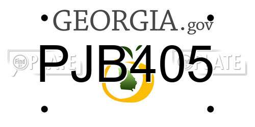 PJB405 Georgia License Plate