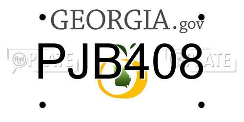 PJB408 Georgia License Plate