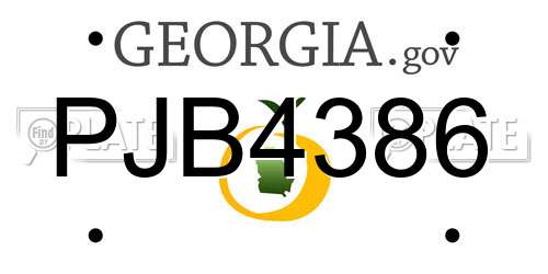 PJB4386 Georgia License Plate