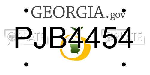 PJB4454 Georgia License Plate