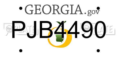 PJB4490 Georgia License Plate