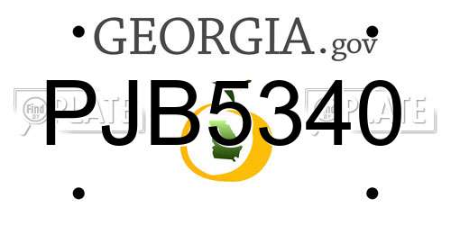 PJB5340 Georgia License Plate