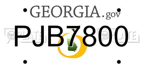 PJB7800 Georgia License Plate