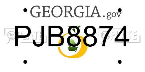 PJB8874 Georgia License Plate